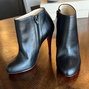 Christian Louboutin Black Ankle Boots with Red Soles